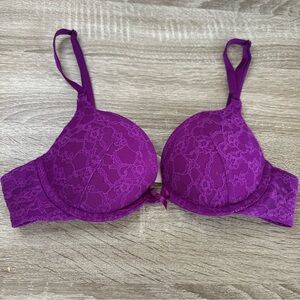 Victoria’s Secret Purple Lace, Push-Up Bra, Size 34 A